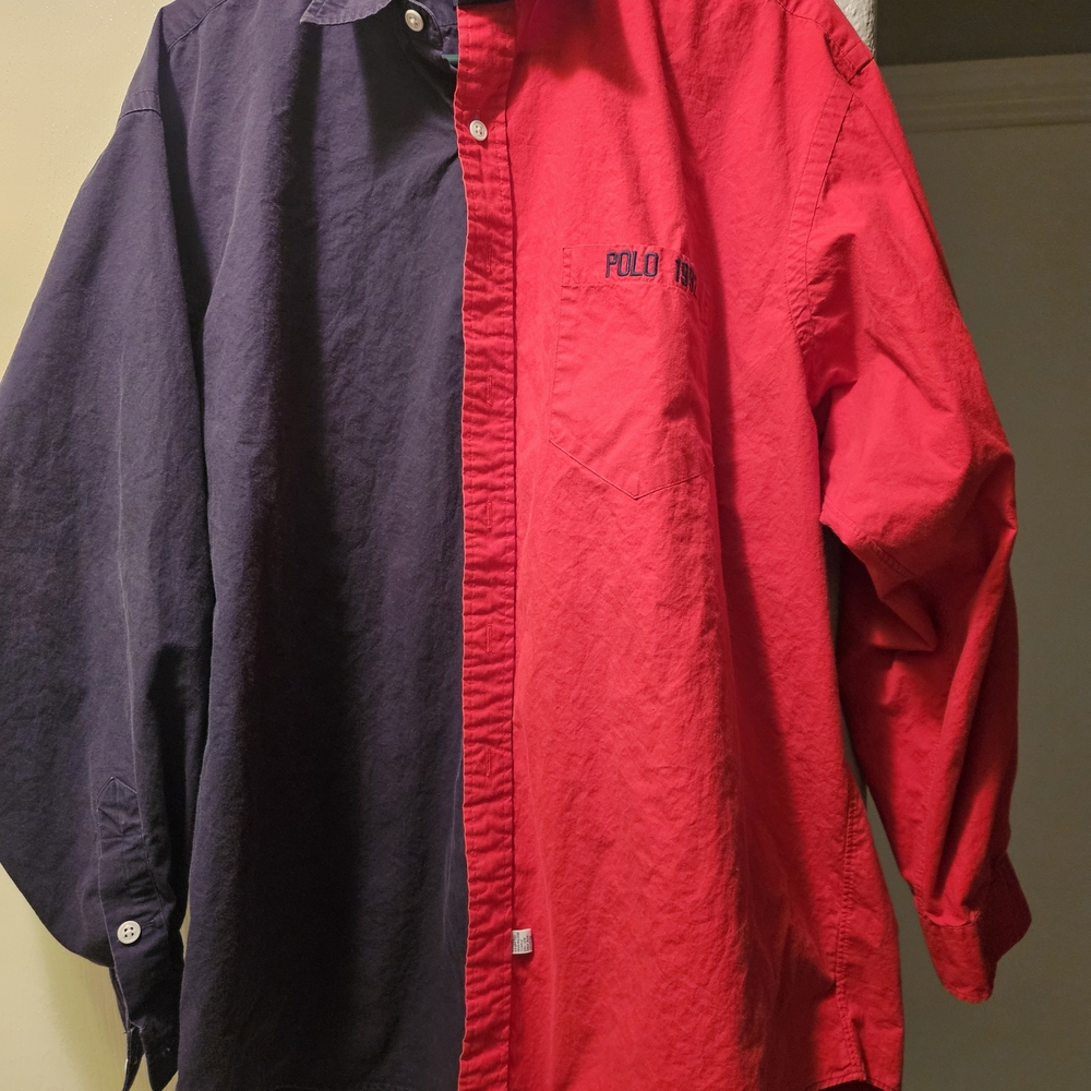 Polo Ralph Lauren Red and Blue Button-Up Shirt